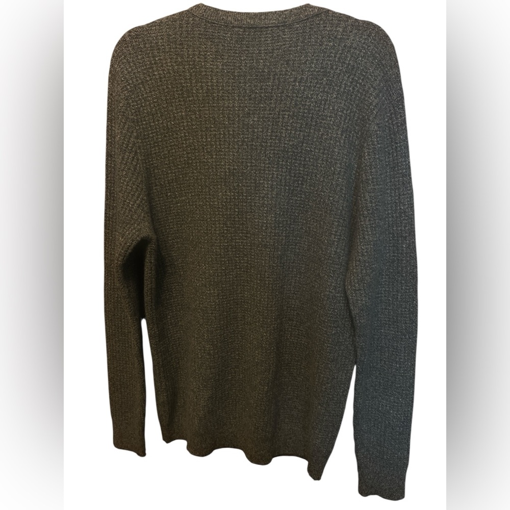 SAKS FIFTH 100% cashmere waffle knit crew neck charcoal sweater XL luxury money - Picture 3 of 9